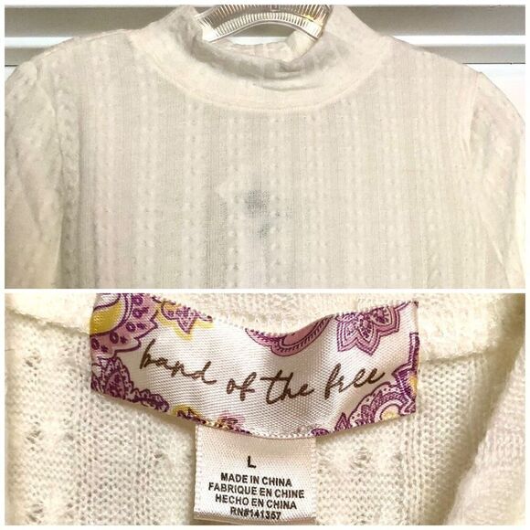 BOG - 🎉HP🎉 BAND OF THE FREE NWT “Raquel Ivory Cropped Pullover Sweater/Mock Neck - Picture 14 of 15